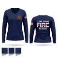 Clear Spring Fire Rescue Women's Long Sleeve V-neck Shirt - 1