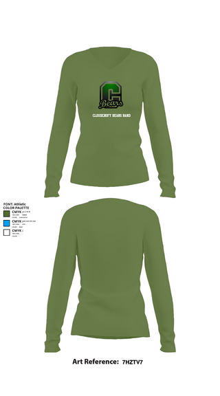 Womens Long Sleeve Vneck Shirt, Cloudcroft Bears Band, Spirit Store, Teamtime, Team time, sublimation, custom sports apparel, team uniforms, spirit wear, spiritwear, sports uniforms, custom shirts, team store, custom team store, fundraiser sports, apparel fundraiser