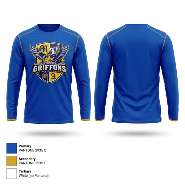 Long Sleeve Performance Shirt, Marshall Academy Basketball, Men's Basketball, Teamtime, Team time, sublimation, custom sports apparel, team uniforms, spirit wear, spiritwear, sports uniforms, custom shirts, team store, custom team store, fundraiser sports, apparel fundraiser