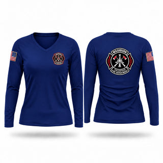 Womens Long Sleeve Vneck Shirt, Washburn Fire and Rescue, Fire Department, Teamtime, Team time, sublimation, custom sports apparel, team uniforms, spirit wear, spiritwear, sports uniforms, custom shirts, team store, custom team store, fundraiser sports, apparel fundraiser