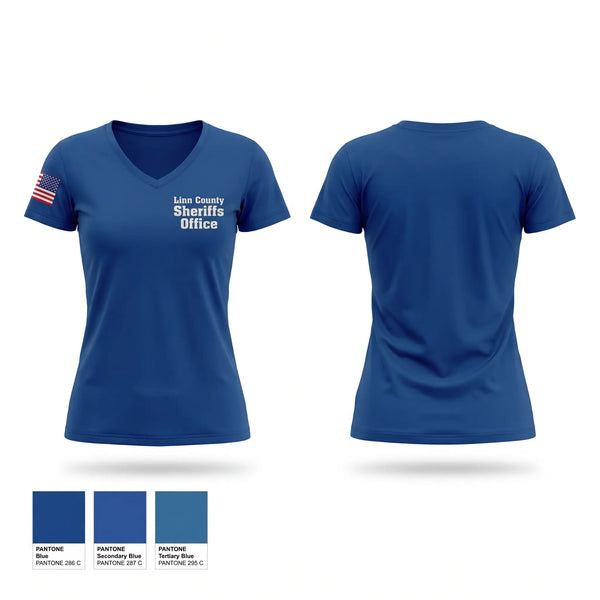 Womens Short Sleeve Vneck Shirt, Linn County Sheriff’s Office, Police, Teamtime, Team time, sublimation, custom sports apparel, team uniforms, spirit wear, spiritwear, sports uniforms, custom shirts, team store, custom team store, fundraiser sports, apparel fundraiser