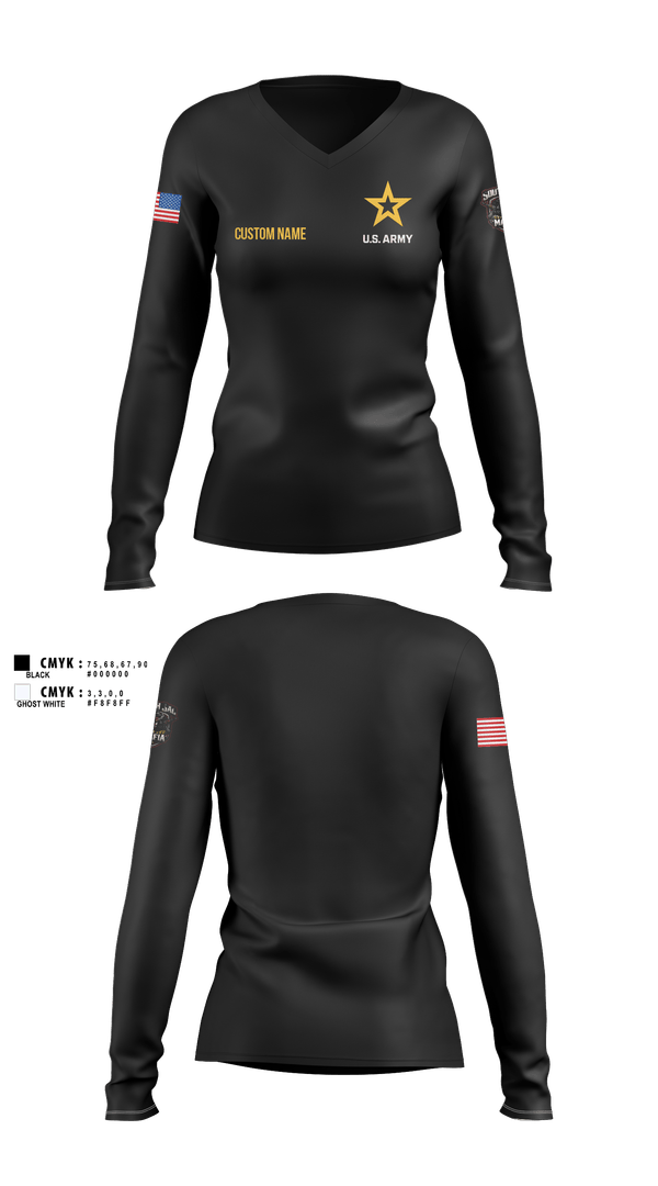 Womens Long Sleeve Vneck Shirt, SAC SOUTH, Army, Teamtime, Team time, sublimation, custom sports apparel, team uniforms, spirit wear, spiritwear, sports uniforms, custom shirts, team store, custom team store, fundraiser sports, apparel fundraiser