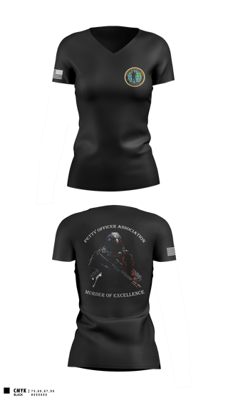 Women's Short Sleeve Vneck Shirt, Center for Security Forces Detachment Chesapeake, Navy, Teamtime, Team time, sublimation, custom sports apparel, team uniforms, spirit wear, spiritwear, sports uniforms, custom shirts, team store, custom team store, fundraiser sports, apparel fundraiser