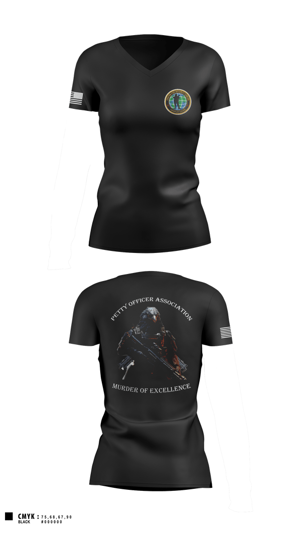 Women's Short Sleeve Vneck Shirt, Center for Security Forces Detachment Chesapeake, Navy, Teamtime, Team time, sublimation, custom sports apparel, team uniforms, spirit wear, spiritwear, sports uniforms, custom shirts, team store, custom team store, fundraiser sports, apparel fundraiser