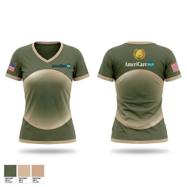 Womens Short Sleeve Vneck Shirt, Americare Plus, EMS/EMT, Teamtime, Team time, sublimation, custom sports apparel, team uniforms, spirit wear, spiritwear, sports uniforms, custom shirts, team store, custom team store, fundraiser sports, apparel fundraiser