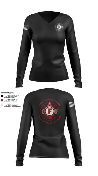 Womens Long Sleeve Vneck Shirt, Local 5519, Fire Department, Teamtime, Team time, sublimation, custom sports apparel, team uniforms, spirit wear, spiritwear, sports uniforms, custom shirts, team store, custom team store, fundraiser sports, apparel fundraiser