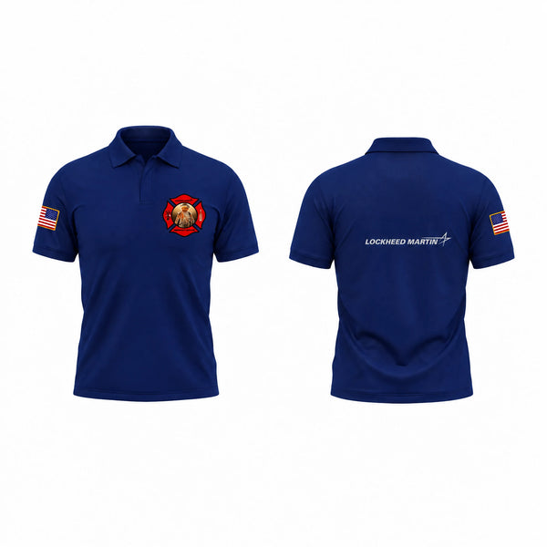 Short Sleeve Performance Polo, Lockheed Martin Fire Rescue, Fire Department, Teamtime, Team time, sublimation, custom sports apparel, team uniforms, spirit wear, spiritwear, sports uniforms, custom shirts, team store, custom team store, fundraiser sports, apparel fundraiser
