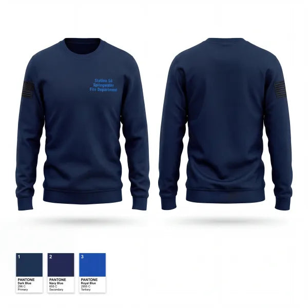 Crew Neck Sweatshirt, Station 54 Springwater Fire Department, Fire Department, Teamtime, Team time, sublimation, custom sports apparel, team uniforms, spirit wear, spiritwear, sports uniforms, custom shirts, team store, custom team store, fundraiser sports, apparel fundraiser