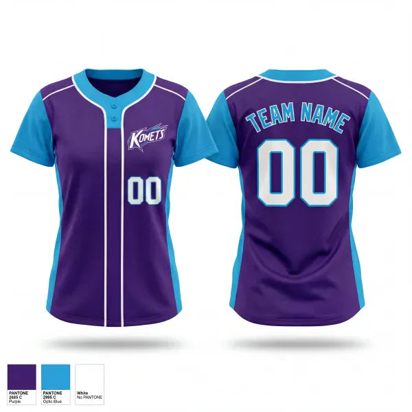 Two Button Softball Jersey, Komets, Softball, Teamtime, Team time, sublimation, custom sports apparel, team uniforms, spirit wear, spiritwear, sports uniforms, custom shirts, team store, custom team store, fundraiser sports, apparel fundraiser