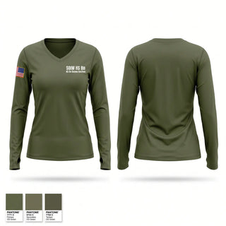 Womens Long Sleeve Vneck Shirt, SOI-W, H&S Bn, H&S Co. Ammo Section, Marines, Teamtime, Team time, sublimation, custom sports apparel, team uniforms, spirit wear, spiritwear, sports uniforms, custom shirts, team store, custom team store, fundraiser sports, apparel fundraiser