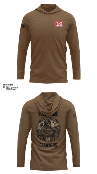 Long Sleeve Performance Shirt with hood, 279 EN DET, Army, Teamtime, Team time, sublimation, custom sports apparel, team uniforms, spirit wear, spiritwear, sports uniforms, custom shirts, team store, custom team store, fundraiser sports, apparel fundraiser