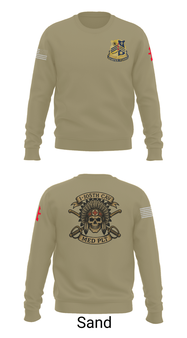 Crew Neck Sweatshirt, 1-105th cavalry, Army, Teamtime, Team time, sublimation, custom sports apparel, team uniforms, spirit wear, spiritwear, sports uniforms, custom shirts, team store, custom team store, fundraiser sports, apparel fundraiser