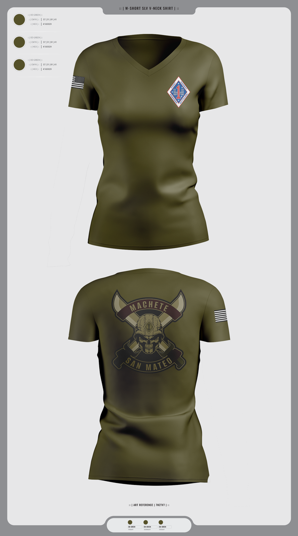 Womens Short Sleeve Vneck Shirt, 1st Combat Engineer Battalion, , Teamtime, Team time, sublimation, custom sports apparel, team uniforms, spirit wear, spiritwear, sports uniforms, custom shirts, team store, custom team store, fundraiser sports, apparel fundraiser