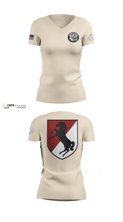 White Platoon Raging RhinosUs Army Women's Short Sleeve V-neck Shirt - 2