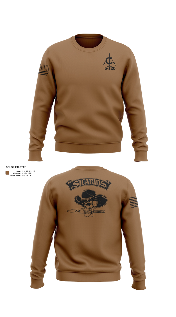 Crew Neck Sweatshirt, 2/C Sicarios, Army, Teamtime, Team time, sublimation, custom sports apparel, team uniforms, spirit wear, spiritwear, sports uniforms, custom shirts, team store, custom team store, fundraiser sports, apparel fundraiser