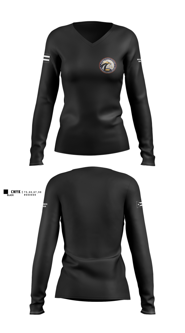 Womens Long Sleeve Vneck Shirt, Inteligencia San Juan, Police, Teamtime, Team time, sublimation, custom sports apparel, team uniforms, spirit wear, spiritwear, sports uniforms, custom shirts, team store, custom team store, fundraiser sports, apparel fundraiser