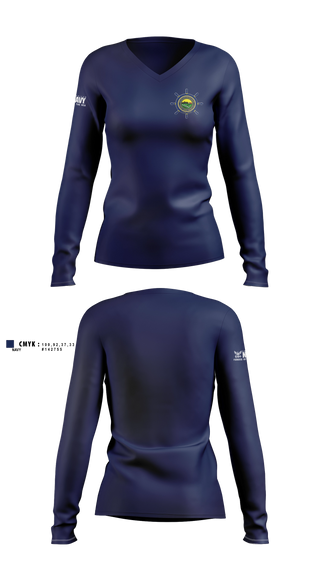 Womens Long Sleeve Vneck Shirt, NTAG HEARTLAND 2026, Navy, Teamtime, Team time, sublimation, custom sports apparel, team uniforms, spirit wear, spiritwear, sports uniforms, custom shirts, team store, custom team store, fundraiser sports, apparel fundraiser