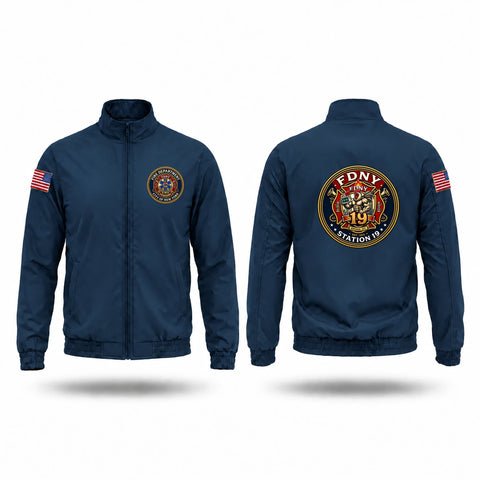 Windbreaker, FDNY STATION 19, Fire Department, Teamtime, Team time, sublimation, custom sports apparel, team uniforms, spirit wear, spiritwear, sports uniforms, custom shirts, team store, custom team store, fundraiser sports, apparel fundraiser