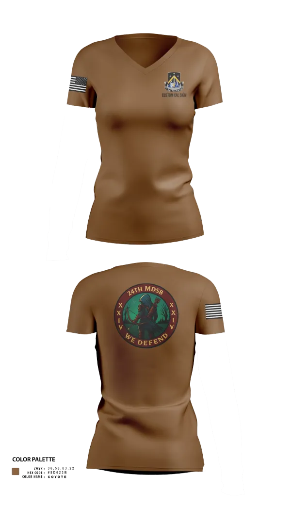 Womens Short Sleeve Vneck Shirt, 24th MDSB, Army, Teamtime, Team time, sublimation, custom sports apparel, team uniforms, spirit wear, spiritwear, sports uniforms, custom shirts, team store, custom team store, fundraiser sports, apparel fundraiser