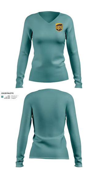 Womens Long Sleeve Vneck Shirt, UPS, , Teamtime, Team time, sublimation, custom sports apparel, team uniforms, spirit wear, spiritwear, sports uniforms, custom shirts, team store, custom team store, fundraiser sports, apparel fundraiser