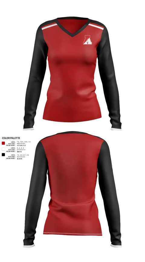 Womens Long Sleeve Vneck Shirt, St. Thomas Aquinas Soccer, Women's Soccer, Teamtime, Team time, sublimation, custom sports apparel, team uniforms, spirit wear, spiritwear, sports uniforms, custom shirts, team store, custom team store, fundraiser sports, apparel fundraiser