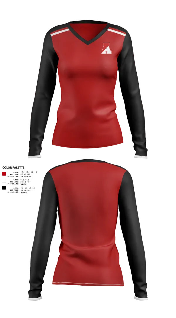 Womens Long Sleeve Vneck Shirt, St. Thomas Aquinas Soccer, Women's Soccer, Teamtime, Team time, sublimation, custom sports apparel, team uniforms, spirit wear, spiritwear, sports uniforms, custom shirts, team store, custom team store, fundraiser sports, apparel fundraiser