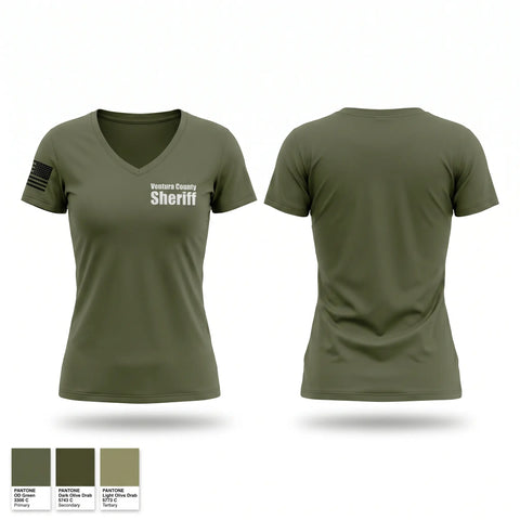 Womens Short Sleeve Vneck Shirt, Ventura County Sheriff, Police, Teamtime, Team time, sublimation, custom sports apparel, team uniforms, spirit wear, spiritwear, sports uniforms, custom shirts, team store, custom team store, fundraiser sports, apparel fundraiser