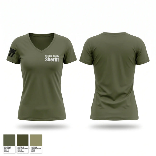 Womens Short Sleeve Vneck Shirt, Ventura County Sheriff, Police, Teamtime, Team time, sublimation, custom sports apparel, team uniforms, spirit wear, spiritwear, sports uniforms, custom shirts, team store, custom team store, fundraiser sports, apparel fundraiser