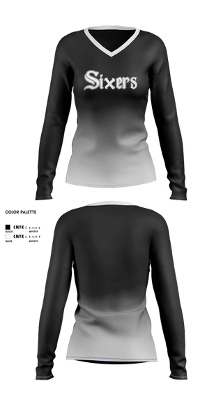 Womens Long Sleeve Vneck Shirt, Central Washington Sixers, Baseball, Teamtime, Team time, sublimation, custom sports apparel, team uniforms, spirit wear, spiritwear, sports uniforms, custom shirts, team store, custom team store, fundraiser sports, apparel fundraiser