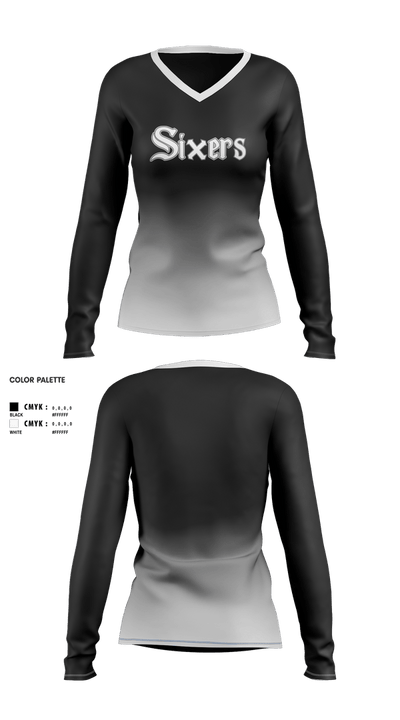 Central Washington Sixers 11014209 Women's Long Sleeve V-neck Shirt - 1