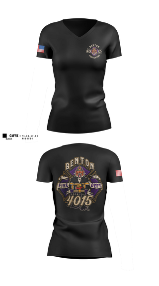 Womens Short Sleeve Vneck Shirt, Benton Fire, Fire Department, Teamtime, Team time, sublimation, custom sports apparel, team uniforms, spirit wear, spiritwear, sports uniforms, custom shirts, team store, custom team store, fundraiser sports, apparel fundraiser