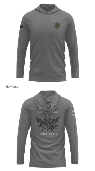 Long Sleeve hooded sunshirt, Schertz SWAT, Fire Department, Teamtime, Team time, sublimation, custom sports apparel, team uniforms, spirit wear, spiritwear, sports uniforms, custom shirts, team store, custom team store, fundraiser sports, apparel fundraiser