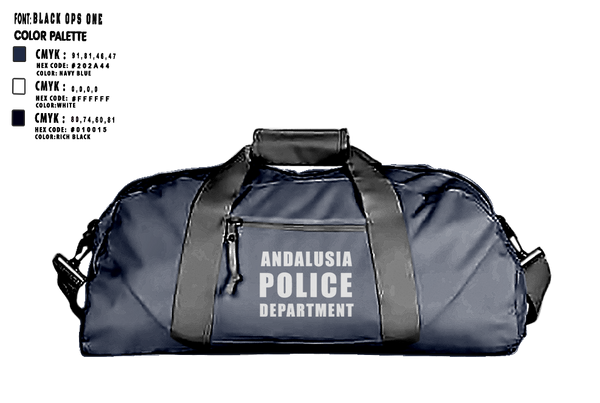 Duffle Bag, Andalusia Police Department, Police, Teamtime, Team time, sublimation, custom sports apparel, team uniforms, spirit wear, spiritwear, sports uniforms, custom shirts, team store, custom team store, fundraiser sports, apparel fundraiser