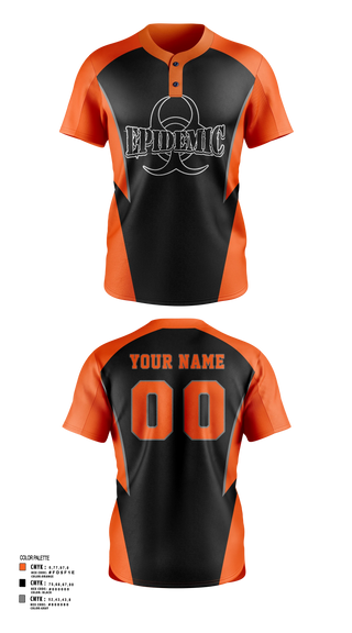Two Button Softball Jersey, Epidemic, Softball, Teamtime, Team time, sublimation, custom sports apparel, team uniforms, spirit wear, spiritwear, sports uniforms, custom shirts, team store, custom team store, fundraiser sports, apparel fundraiser