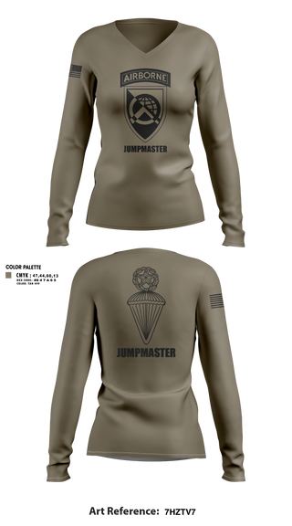 Womens Long Sleeve Vneck Shirt, 360 CA BDE (Airborne), Army, Teamtime, Team time, sublimation, custom sports apparel, team uniforms, spirit wear, spiritwear, sports uniforms, custom shirts, team store, custom team store, fundraiser sports, apparel fundraiser