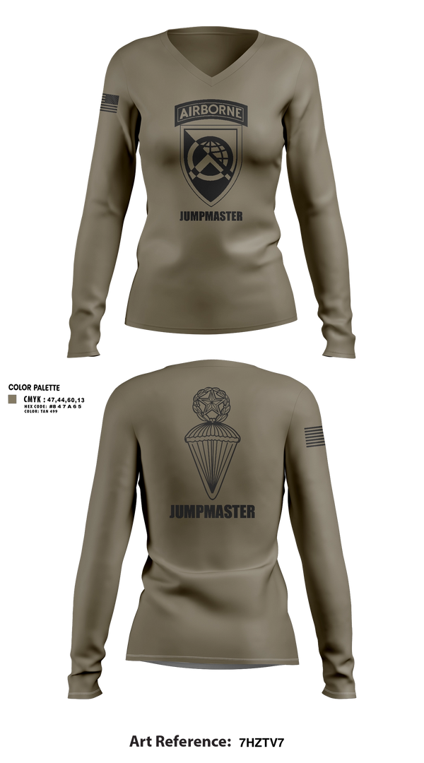 Womens Long Sleeve Vneck Shirt, 360 CA BDE (Airborne), Army, Teamtime, Team time, sublimation, custom sports apparel, team uniforms, spirit wear, spiritwear, sports uniforms, custom shirts, team store, custom team store, fundraiser sports, apparel fundraiser