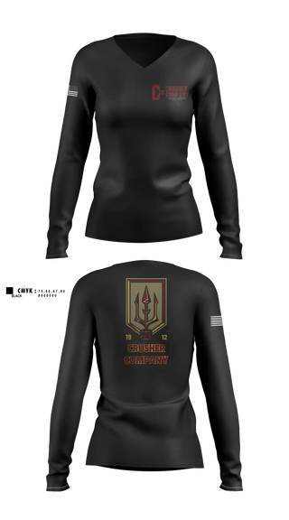 Womens Long Sleeve Vneck Shirt, Crusher Company, Army, Teamtime, Team time, sublimation, custom sports apparel, team uniforms, spirit wear, spiritwear, sports uniforms, custom shirts, team store, custom team store, fundraiser sports, apparel fundraiser