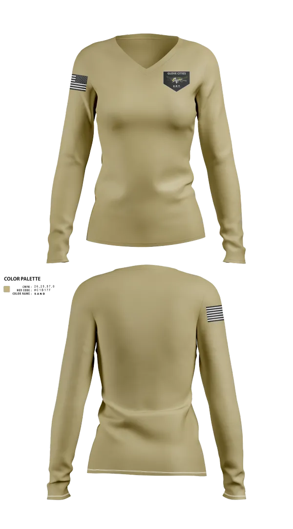 Womens Long Sleeve Vneck Shirt, Glove Cities ERT, , Teamtime, Team time, sublimation, custom sports apparel, team uniforms, spirit wear, spiritwear, sports uniforms, custom shirts, team store, custom team store, fundraiser sports, apparel fundraiser