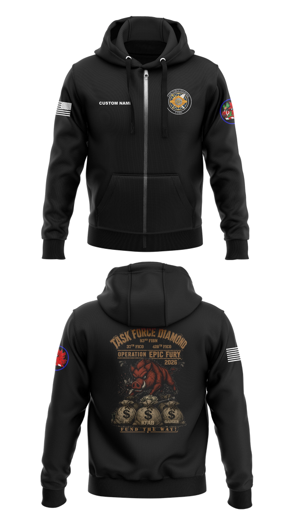Zip Hoodie, 93rd Finance Battalion, National Guard, Teamtime, Team time, sublimation, custom sports apparel, team uniforms, spirit wear, spiritwear, sports uniforms, custom shirts, team store, custom team store, fundraiser sports, apparel fundraiser