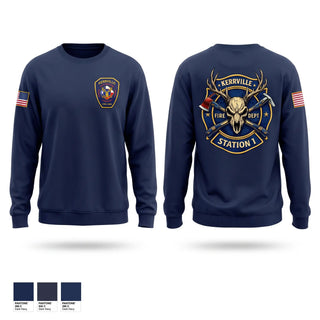 Crew Neck Sweatshirt, Kerrville Fire Dept, Fire Department, Teamtime, Team time, sublimation, custom sports apparel, team uniforms, spirit wear, spiritwear, sports uniforms, custom shirts, team store, custom team store, fundraiser sports, apparel fundraiser