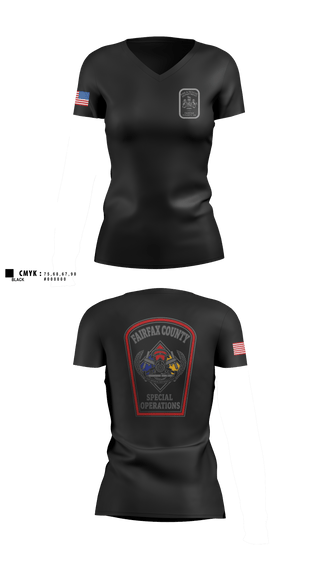 Womens Short Sleeve Vneck Shirt, Fairfax County Technical Rescue, Fire Department, Teamtime, Team time, sublimation, custom sports apparel, team uniforms, spirit wear, spiritwear, sports uniforms, custom shirts, team store, custom team store, fundraiser sports, apparel fundraiser