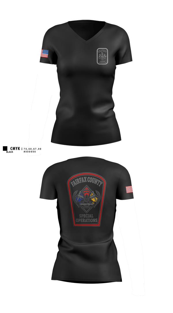 Womens Short Sleeve Vneck Shirt, Fairfax County Technical Rescue, Fire Department, Teamtime, Team time, sublimation, custom sports apparel, team uniforms, spirit wear, spiritwear, sports uniforms, custom shirts, team store, custom team store, fundraiser sports, apparel fundraiser