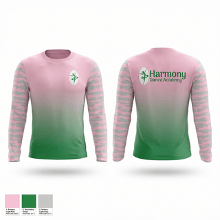 Long Sleeve Performance Shirt, Harmony Dance Academy, Cheer, Teamtime, Team time, sublimation, custom sports apparel, team uniforms, spirit wear, spiritwear, sports uniforms, custom shirts, team store, custom team store, fundraiser sports, apparel fundraiser