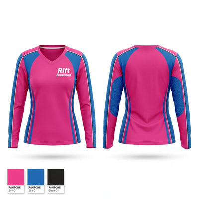 Rift Baseball Women's Long Sleeve V-neck Shirt - 1