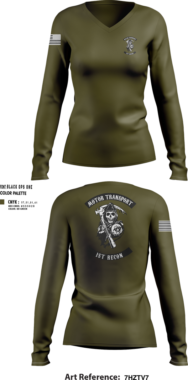 Womens Long Sleeve Vneck Shirt, 1st Recon, , Teamtime, Team time, sublimation, custom sports apparel, team uniforms, spirit wear, spiritwear, sports uniforms, custom shirts, team store, custom team store, fundraiser sports, apparel fundraiser