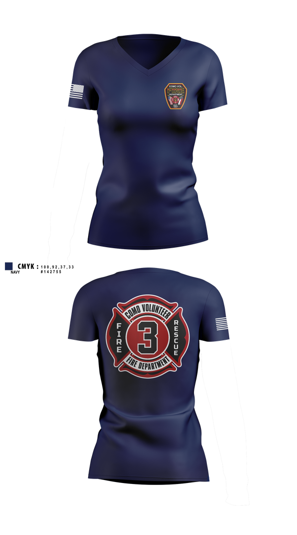 Womens Short Sleeve Vneck Shirt, Como Volunteer Fire Department, Fire Department, Teamtime, Team time, sublimation, custom sports apparel, team uniforms, spirit wear, spiritwear, sports uniforms, custom shirts, team store, custom team store, fundraiser sports, apparel fundraiser
