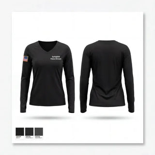Womens Long Sleeve Vneck Shirt, Springfield Police Division, Police, Teamtime, Team time, sublimation, custom sports apparel, team uniforms, spirit wear, spiritwear, sports uniforms, custom shirts, team store, custom team store, fundraiser sports, apparel fundraiser