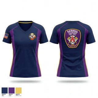 Womens Short Sleeve Vneck Shirt, Sabinal Volunteer Fire Department, Fire Department, Teamtime, Team time, sublimation, custom sports apparel, team uniforms, spirit wear, spiritwear, sports uniforms, custom shirts, team store, custom team store, fundraiser sports, apparel fundraiser