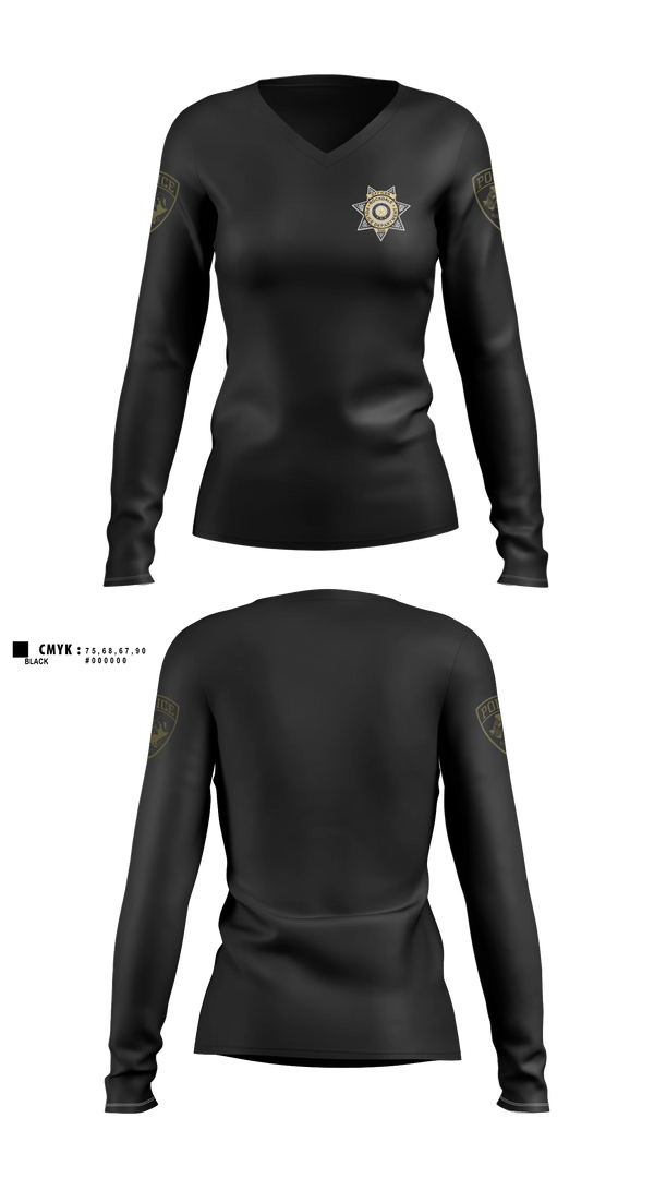 Womens Long Sleeve Vneck Shirt, Rockdale Police Department, Police, Teamtime, Team time, sublimation, custom sports apparel, team uniforms, spirit wear, spiritwear, sports uniforms, custom shirts, team store, custom team store, fundraiser sports, apparel fundraiser