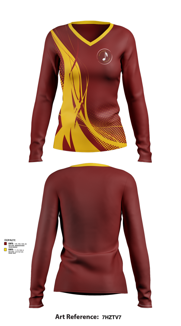 Womens Long Sleeve Vneck Shirt, South Stokes Saura Band, Spirit Store, Teamtime, Team time, sublimation, custom sports apparel, team uniforms, spirit wear, spiritwear, sports uniforms, custom shirts, team store, custom team store, fundraiser sports, apparel fundraiser